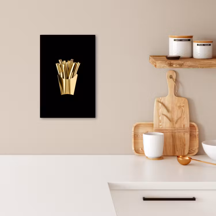 Canvas schilderij - Friet - Goud - Chrome - Eten — 3