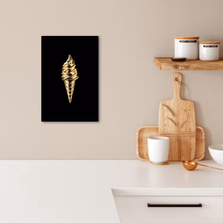 Canvas schilderij - Ijs - Goud - Zwart - Eten — 3