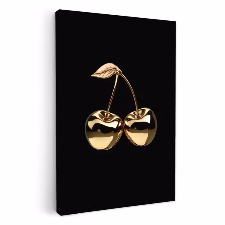 Canvas schilderij - Kersen - Zwart - Goud - Chrome — 1