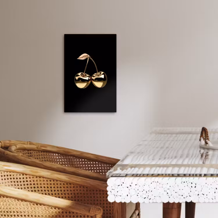 Canvas schilderij - Kersen - Zwart - Goud - Chrome — 4