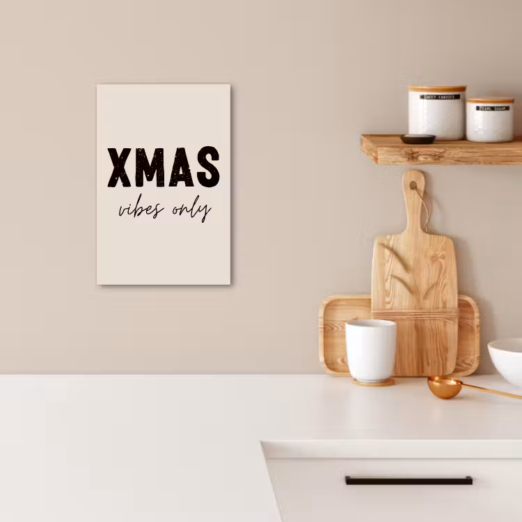 Canvas schilderij - Kerst - Spreuk - xmas vibes only - Beige — 3