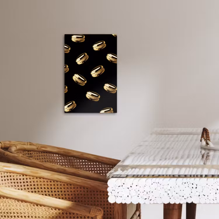Canvas schilderij - Macarons - Patroon - Goud - Zwart — 3