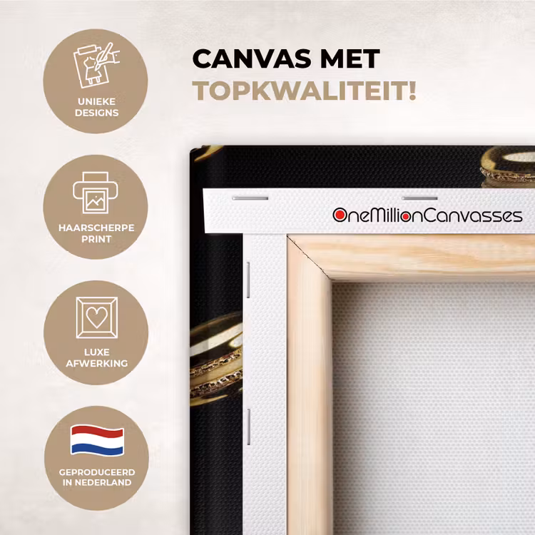 Canvas schilderij - Macarons - Patroon - Goud - Zwart — 5