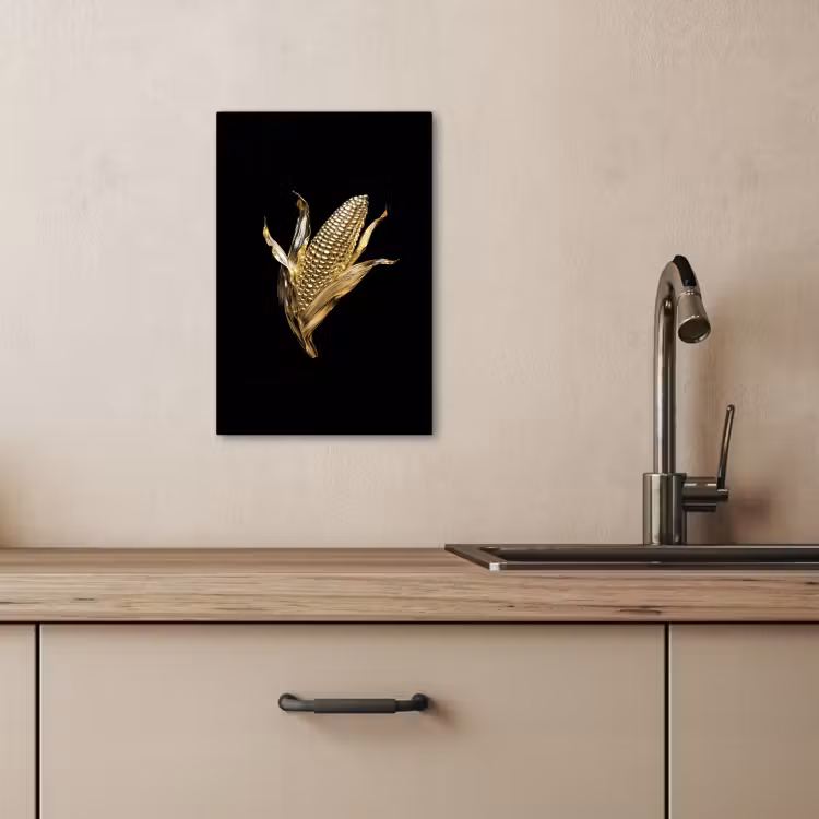 Canvas schilderij - Mais - Eten - Goud - Zwart — 3