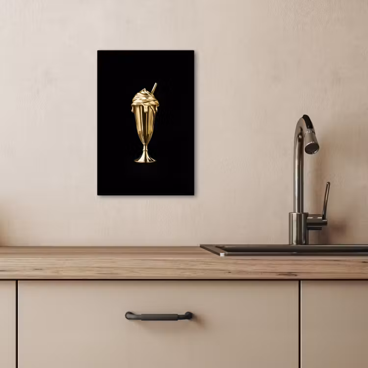 Canvas schilderij - Milkshake - Goud - Drinken - Zwart — 3
