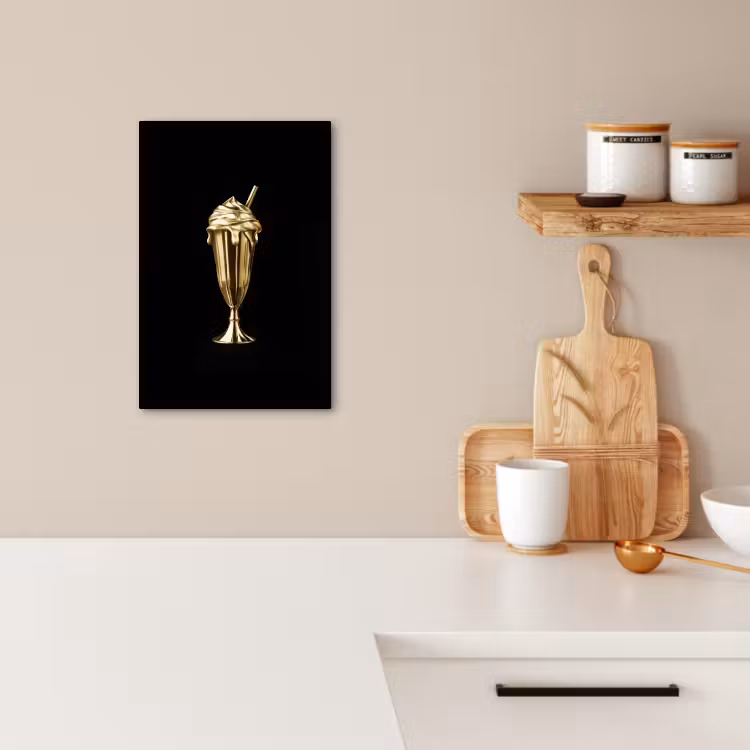 Canvas schilderij - Milkshake - Goud - Drinken - Zwart — 5