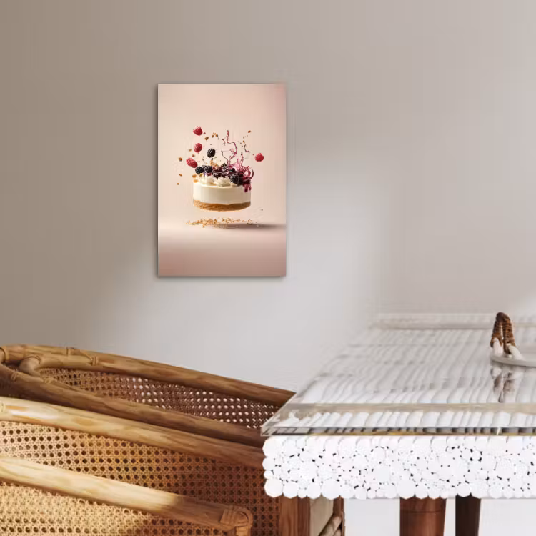 Canvas schilderij - Cheesecake - Eten - Roze - Taart — 3