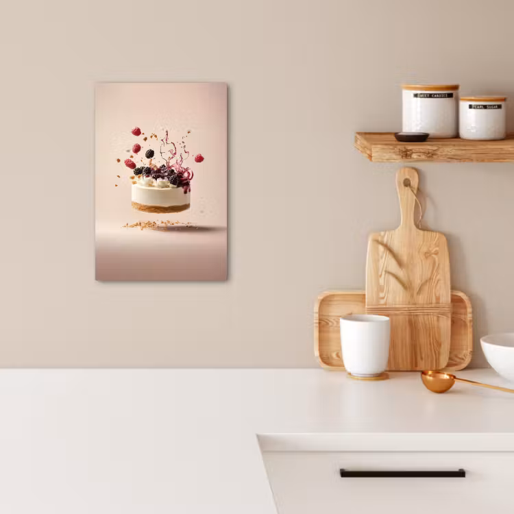 Canvas schilderij - Cheesecake - Eten - Roze - Taart — 5