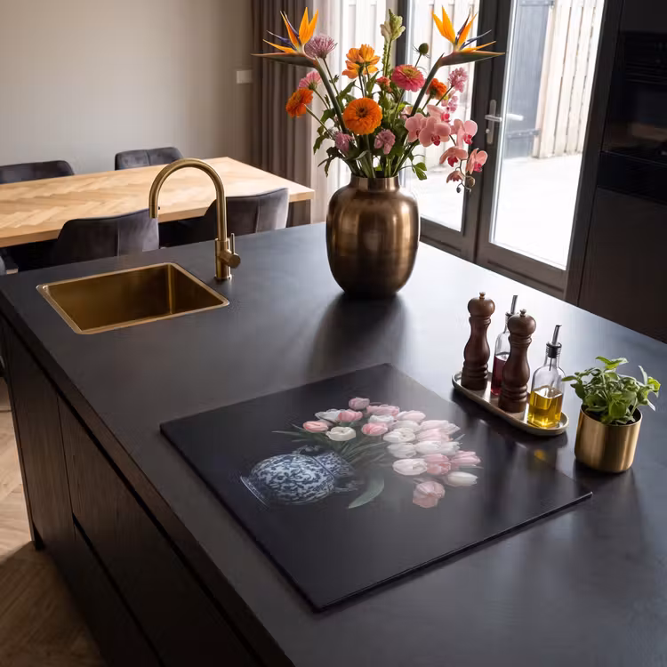 Inductie beschermer - Bloemen - Roze - Tulpen - Vaas — 2