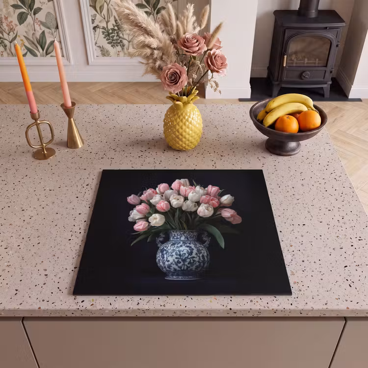 Inductie beschermer - Bloemen - Roze - Tulpen - Vaas — 3