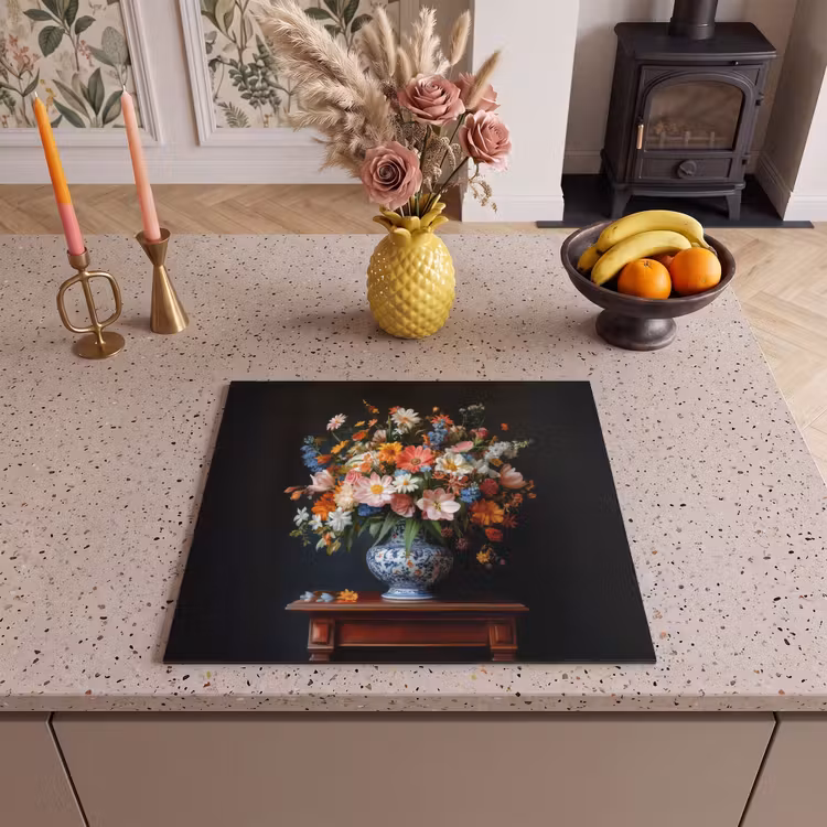Inductie beschermer - Boeket - Roze - Bloemen - Vaas — 3