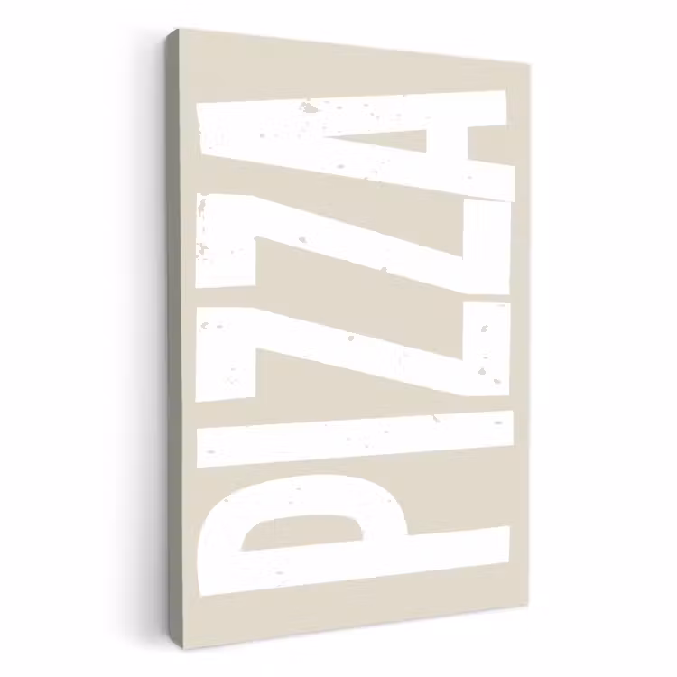 Canvas schilderij - Pizza - Decoratie - Japandi - Wit — 1