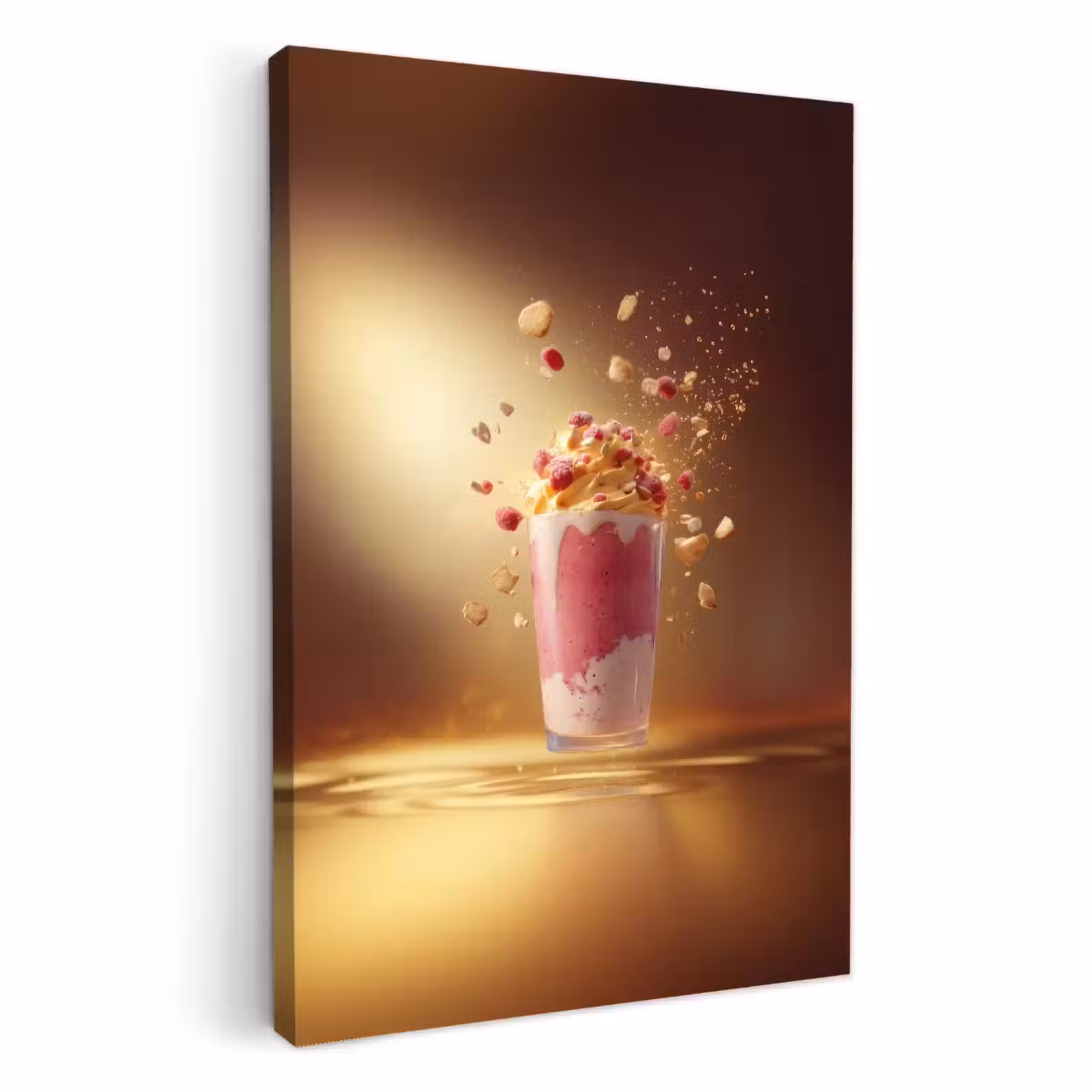 Canvas schilderij - Framboos - Smoothie - Drinken - Roze — 1
