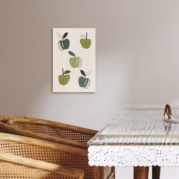 Canvas schilderij - Appels - Groen - Illustratie - Bladeren — 3