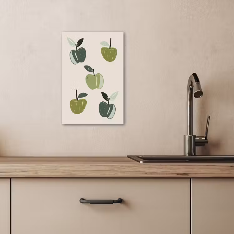 Canvas schilderij - Appels - Groen - Illustratie - Bladeren — 4