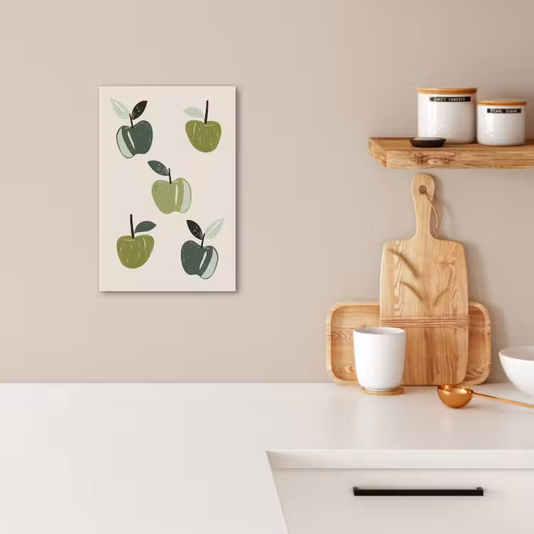 Canvas schilderij - Appels - Groen - Illustratie - Bladeren — 5