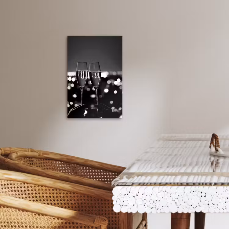 Canvas schilderij - Bubbels - Proosten - Champagneglazen - Stadslichten — 5