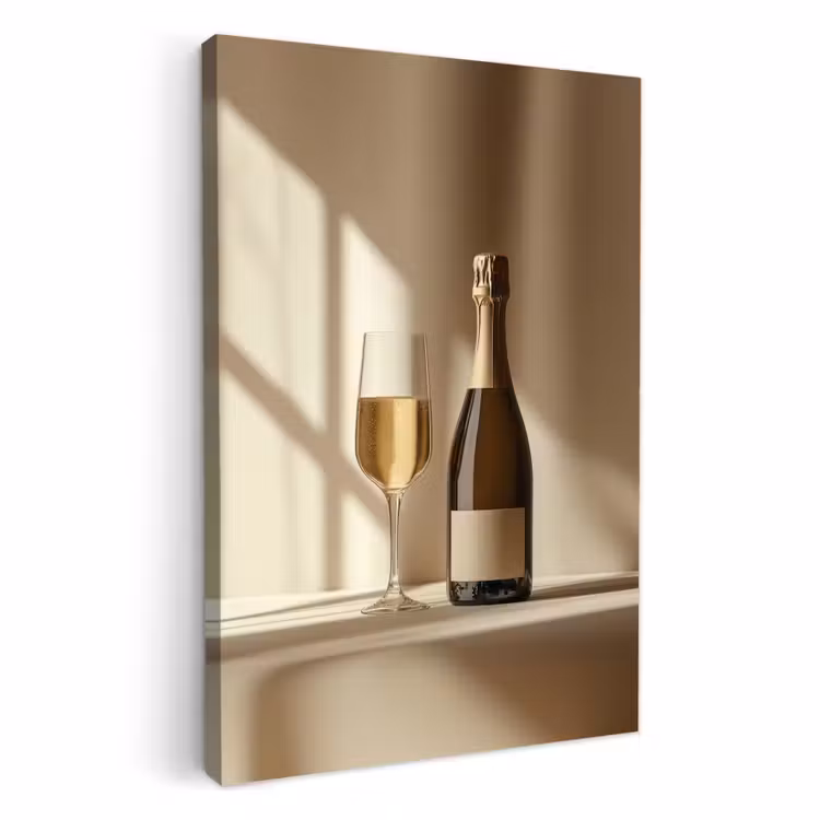 Canvas schilderij - Champagne - Beige - Schaduw - Bubbels — 3