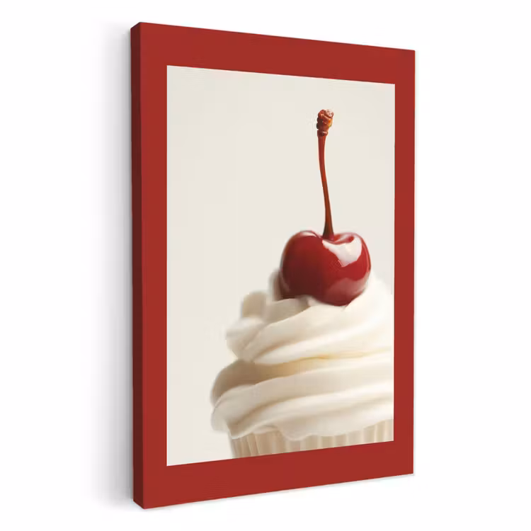 Canvas schilderij - Cupcake - Kers - Rood — 1