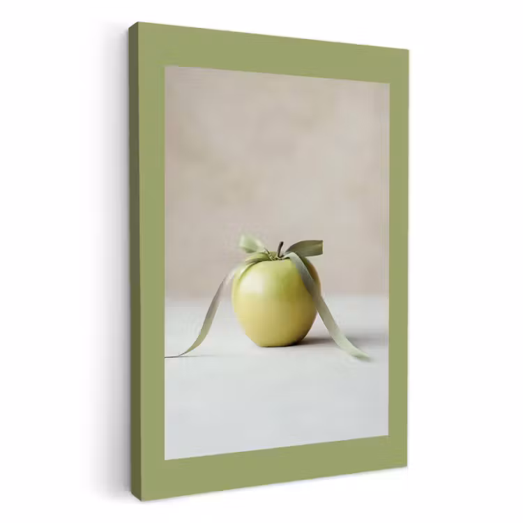 Canvas schilderij - Groen - Appel - Strikje — 1