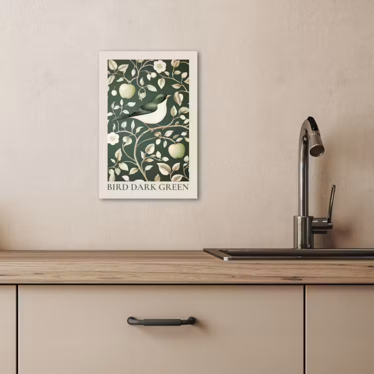 Canvas schilderij - Groen - Vogel - Bloemen — 3
