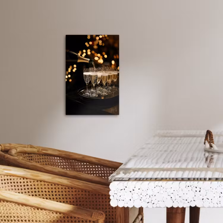Canvas schilderij - Lichtjes - Champagne - Dienblad - Glazen — 3