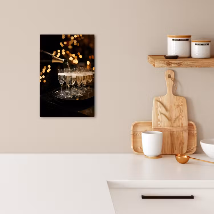 Canvas schilderij - Lichtjes - Champagne - Dienblad - Glazen — 5