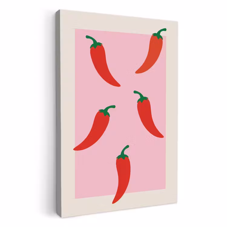 Canvas schilderij - Pepers - Rood - Illustratie — 1