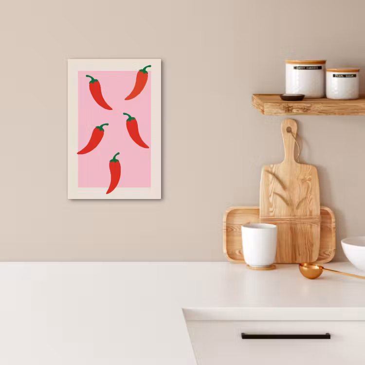Canvas schilderij - Pepers - Rood - Illustratie — 3