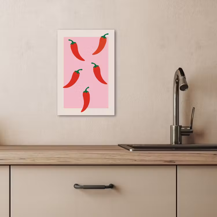 Canvas schilderij - Pepers - Rood - Illustratie — 5