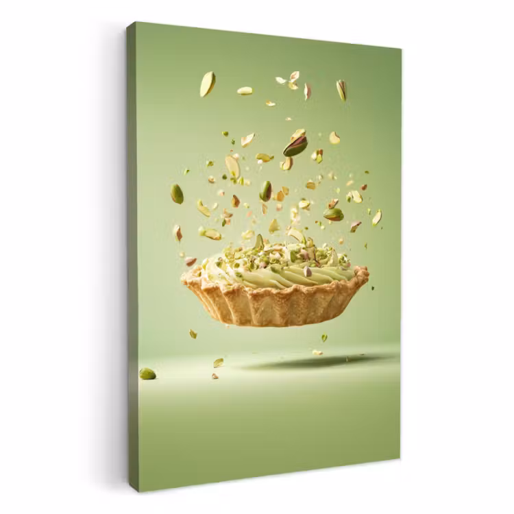 Canvas schilderij - Pistache - Taart - Noten - Eten — 1