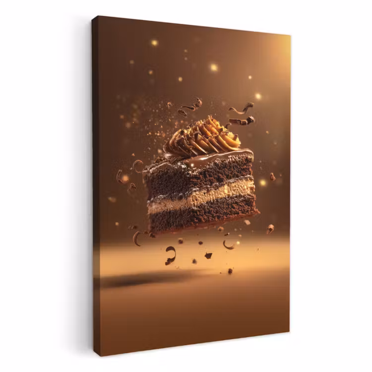 Canvas schilderij - Taart - Chocolade - Eten - Brownie — 1