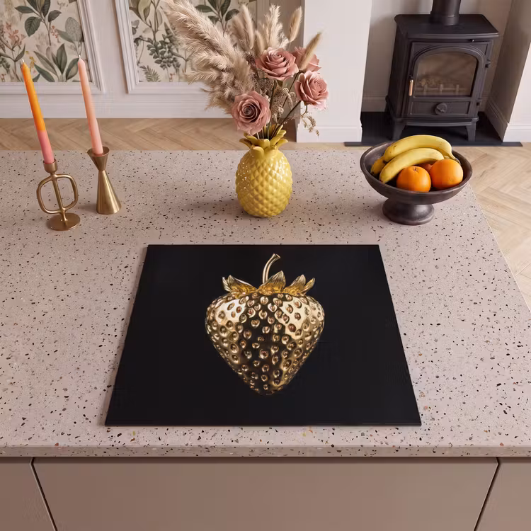 Inductie beschermer - Aardbei - Goud - Zwart - Chrome — 3