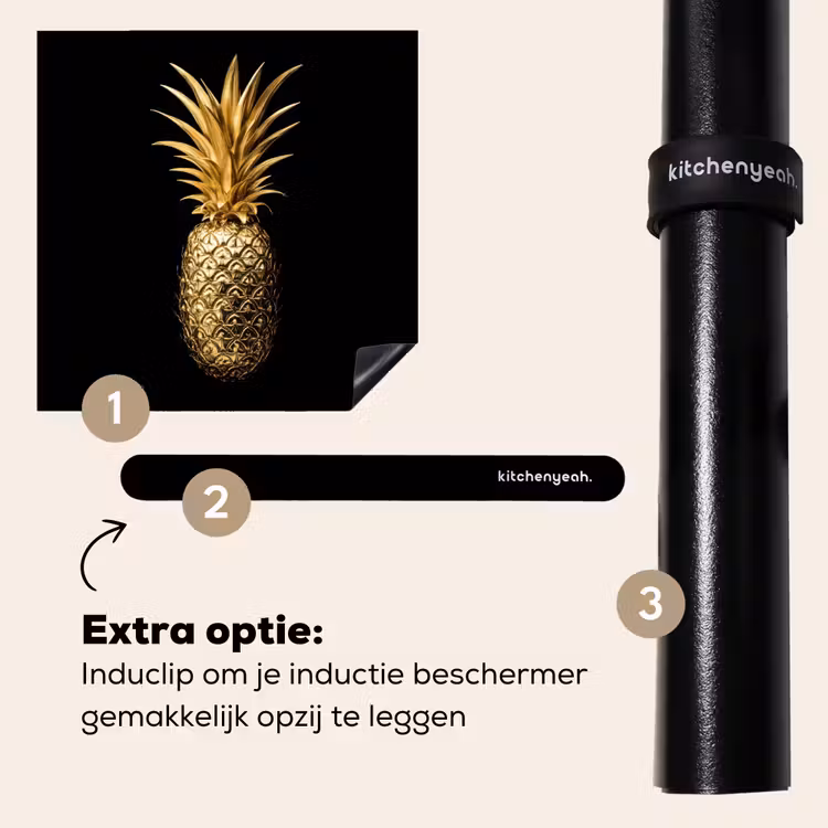Inductie beschermer - Ananas - Zwart - Goud - Luxe — 8