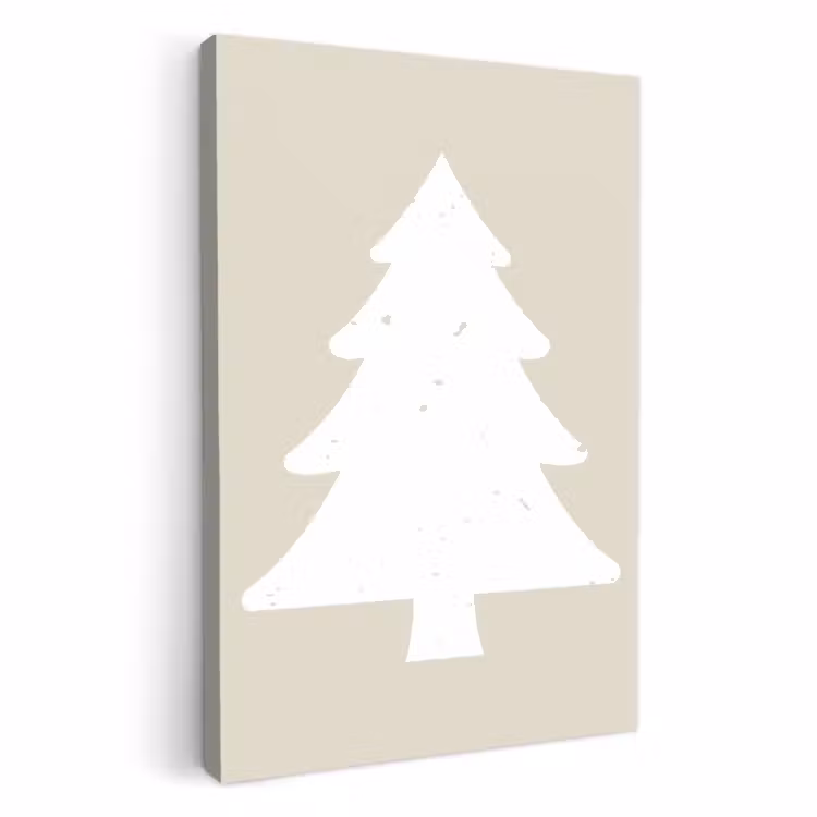 Canvas schilderij - Japandi - Kerstboom - Beige - Kerstversiering — 1
