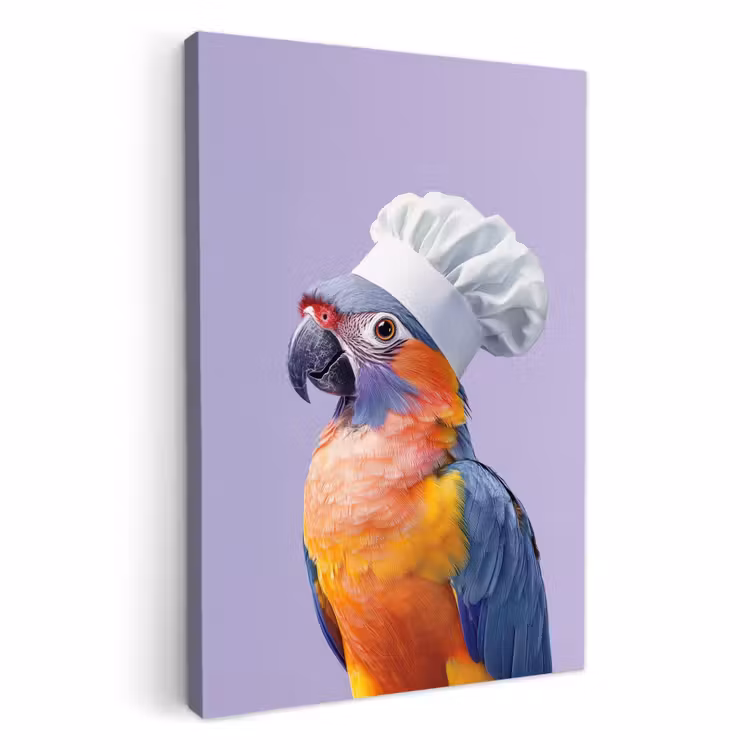 Canvas schilderij - Papegaai - Koksmuts - Paars - Cute — 1