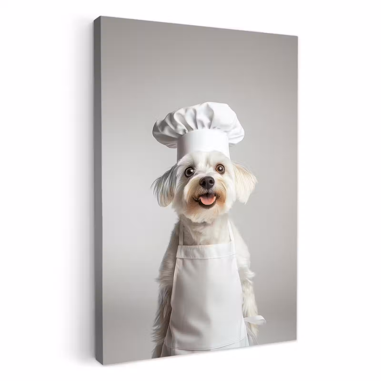 Canvas schilderij - Hond - Wit - Kok — 1