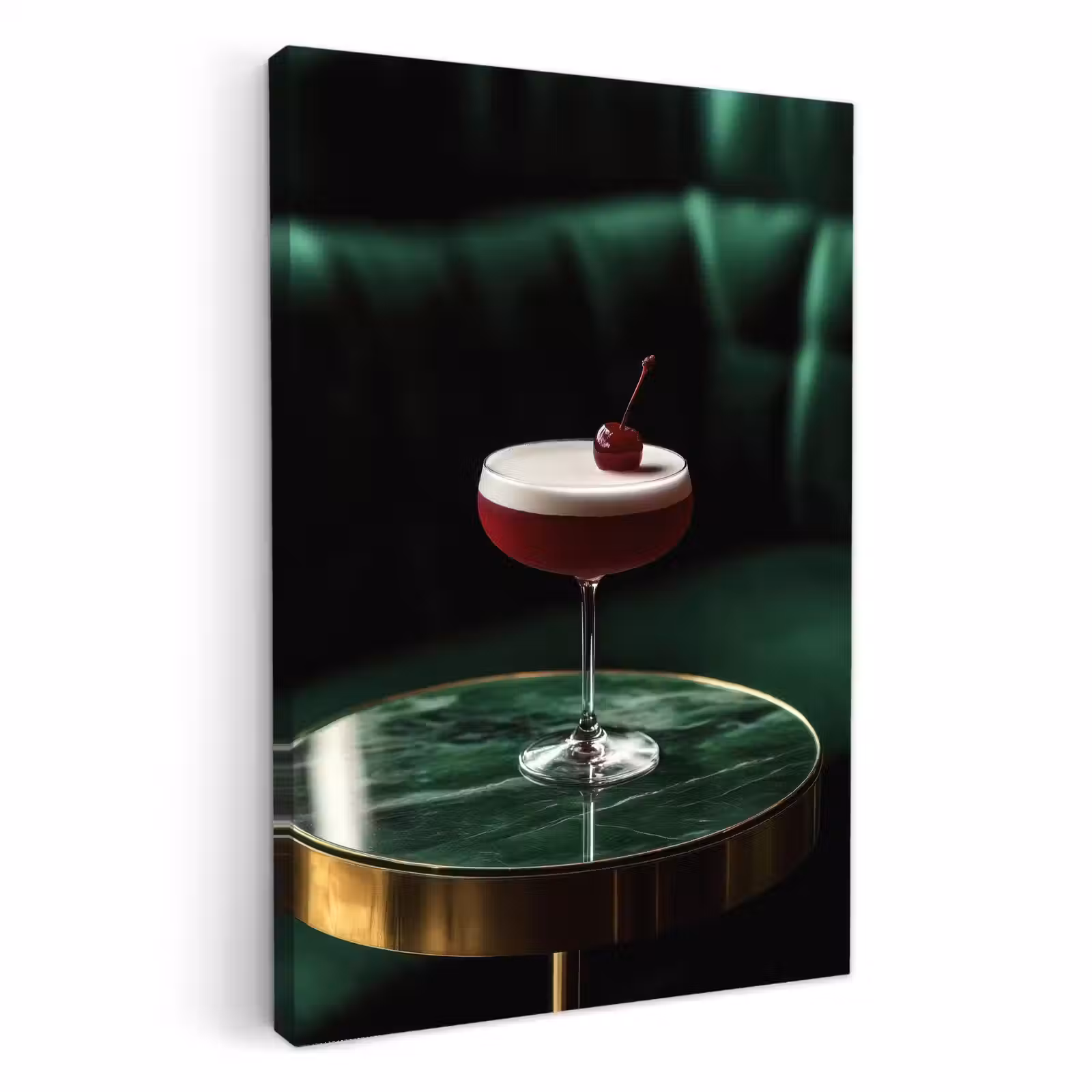 Canvas schilderij - Kers - Cocktail - Rood - Marmer — 1