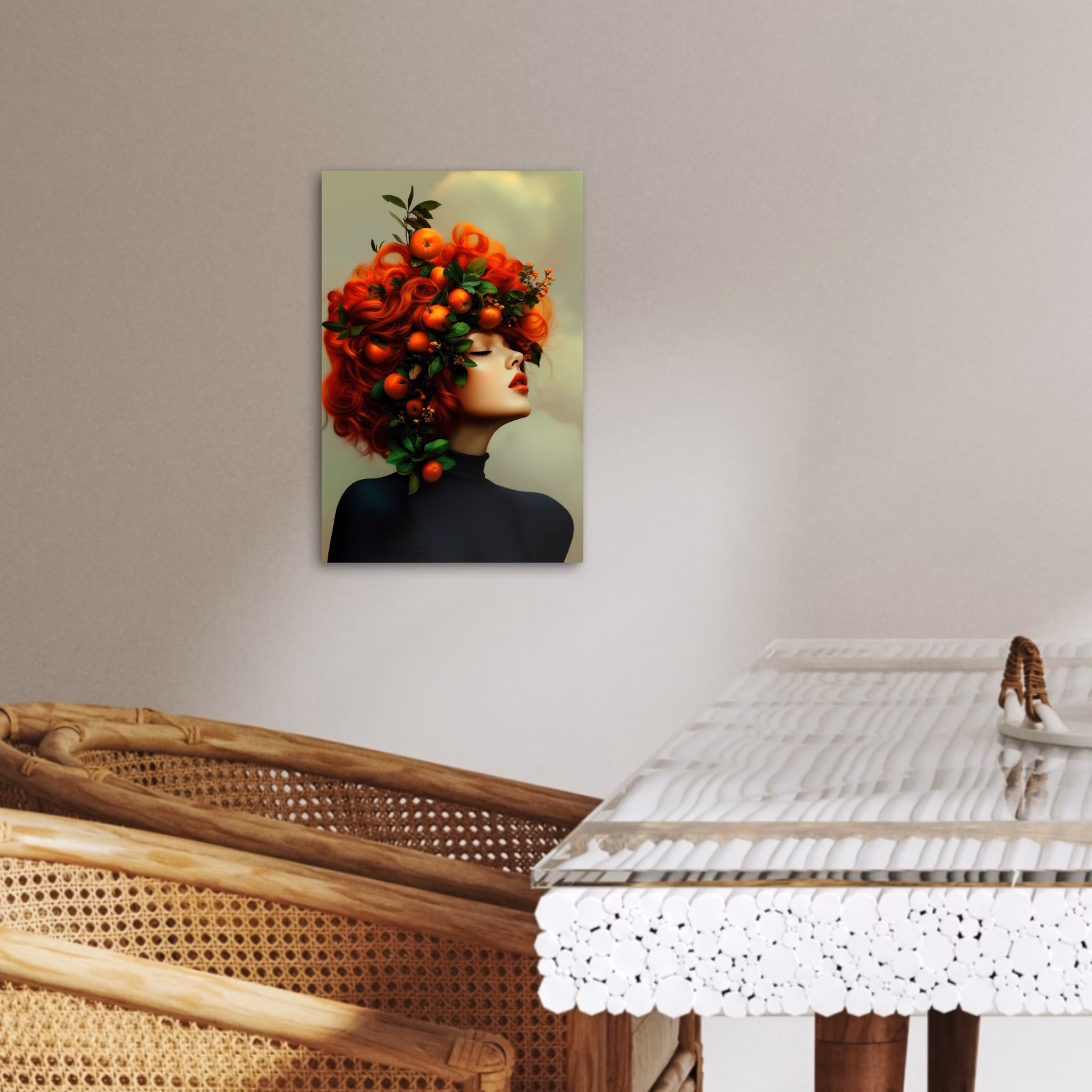 Canvas schilderij - Vrouw - Appels - Rood - Bladeren — 1