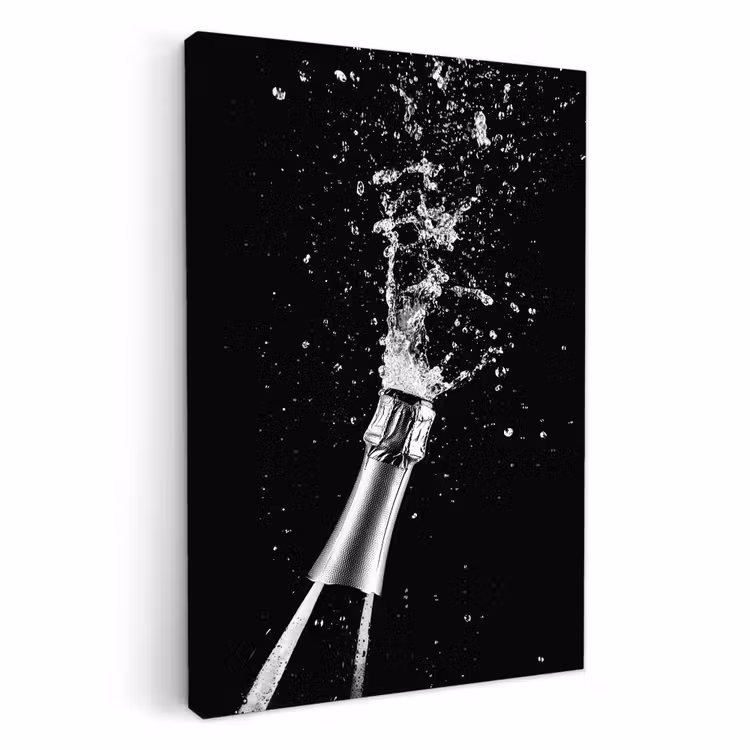 Canvas schilderij - Champagne - Zwart - Spetters - Popping — 2