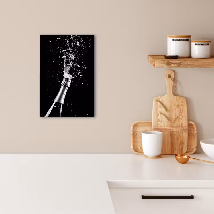 Canvas schilderij - Champagne - Zwart - Spetters - Popping — 4