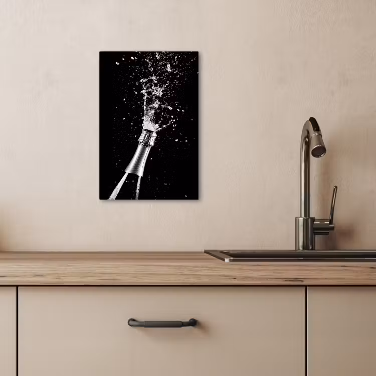 Canvas schilderij - Champagne - Zwart - Spetters - Popping — 5