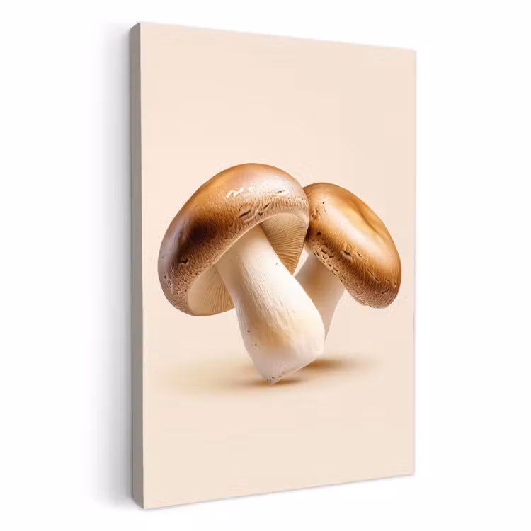 Canvas schilderij - Champignons - Zacht - Beige — 3