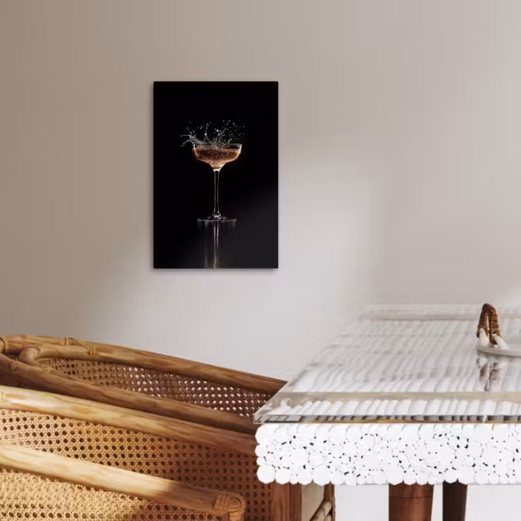 Canvas schilderij - Cocktail - Zwart - Spetters - Glas — 3