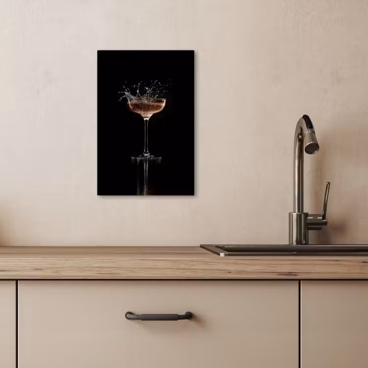 Canvas schilderij - Cocktail - Zwart - Spetters - Glas — 4