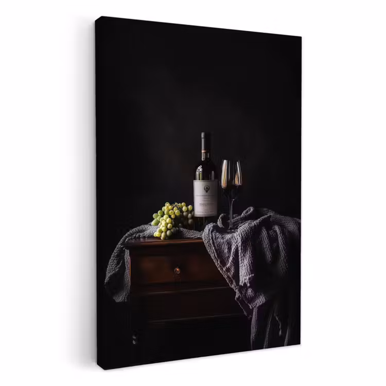 Canvas schilderij - Druiven - Wijn - Rood - Tafel — 2