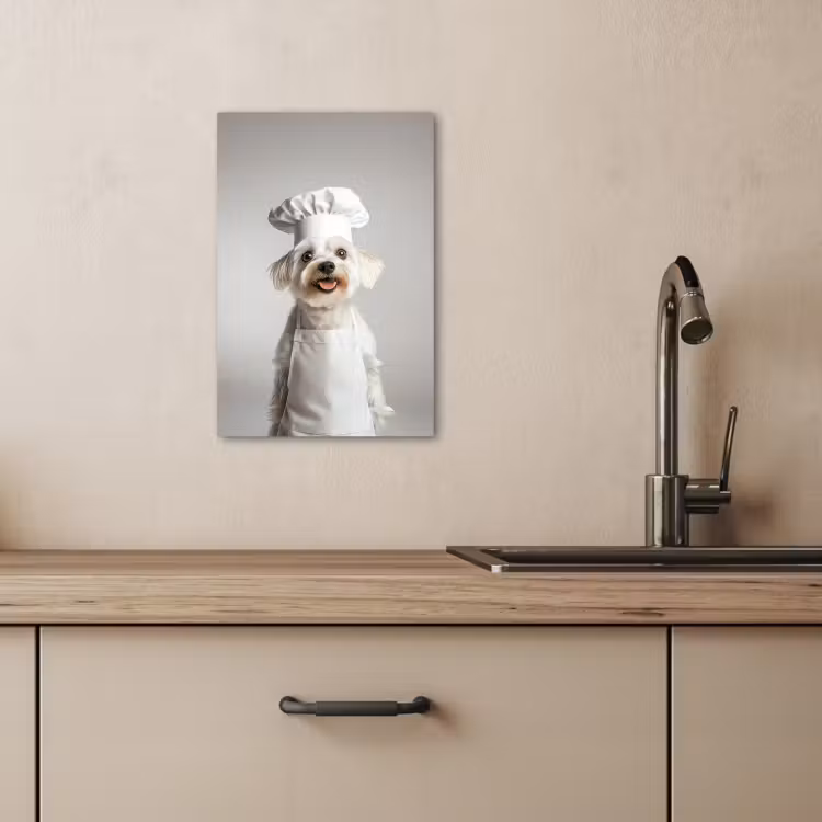 Canvas schilderij - Hond - Wit - Kok — 4