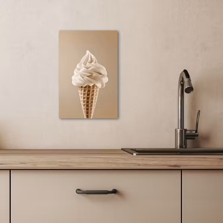 Canvas schilderij - IJs - Softijs - Romig - Hoorntje - Beige — 1