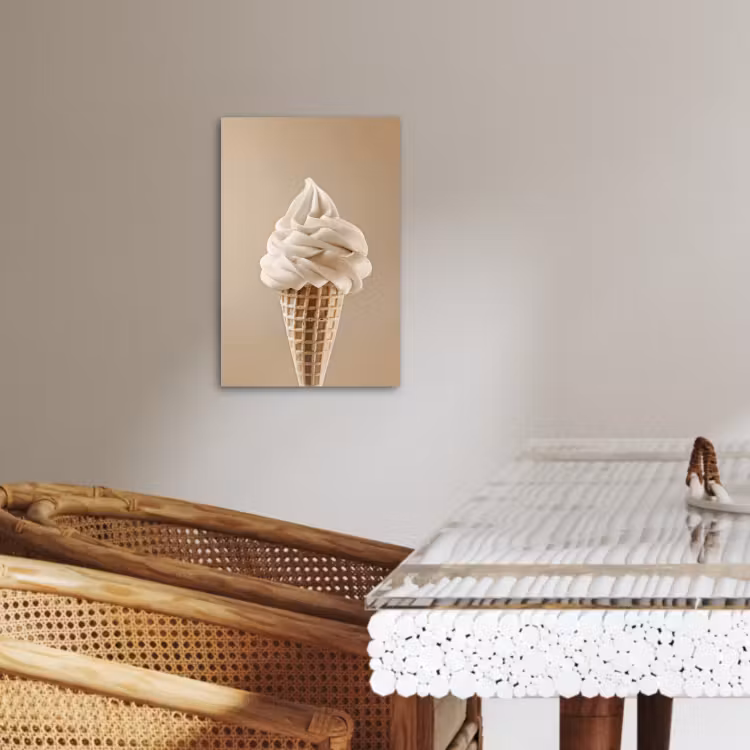 Canvas schilderij - IJs - Softijs - Romig - Hoorntje - Beige — 4
