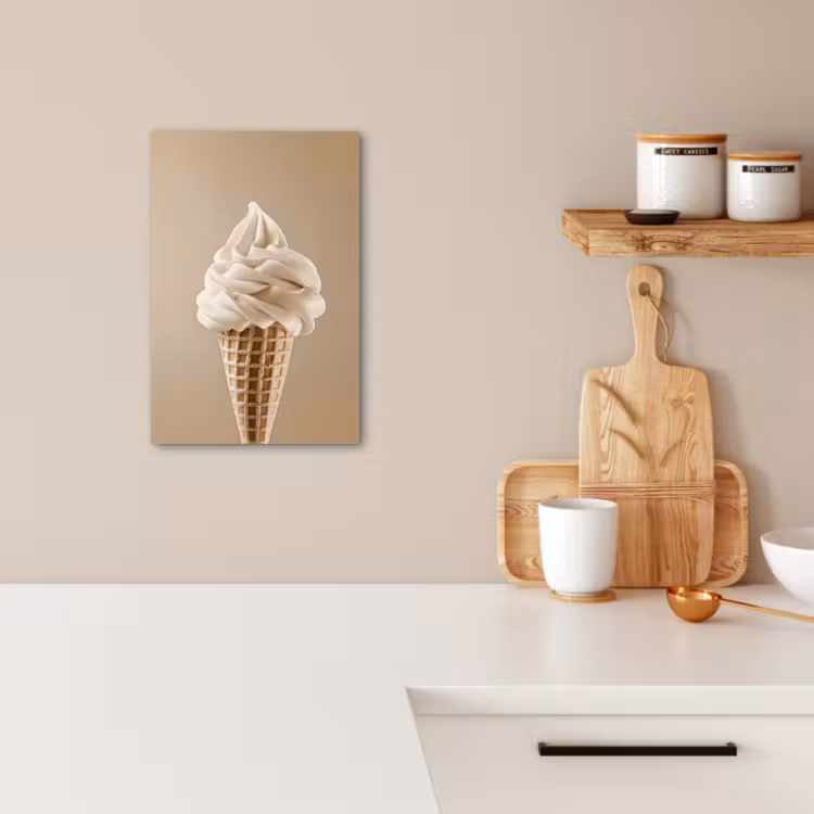 Canvas schilderij - IJs - Softijs - Romig - Hoorntje - Beige — 5